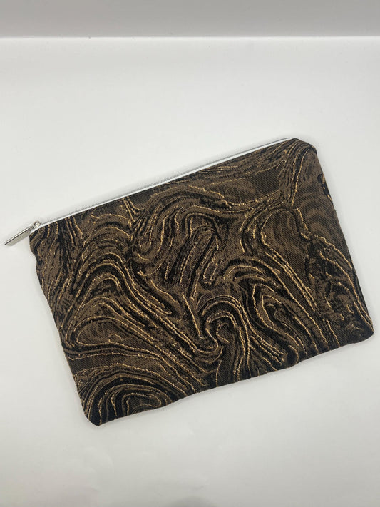 Upcycled Two Toned Swirly Cosmetic Bag / Storage Pouch / Pencil Case / Clutch Bag | Repurposed Textiles