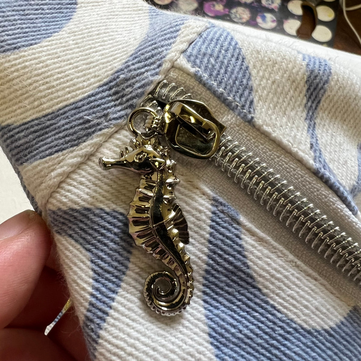 Upcycled Deep Sea Denim Crossbody Half Moon Bag
