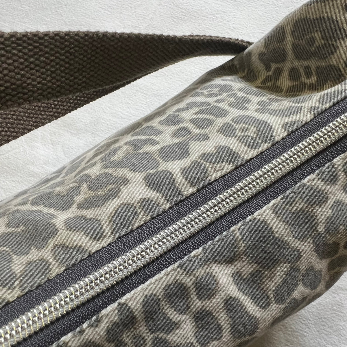 Upcycled Leopard Print Crossbody Half Moon Bag