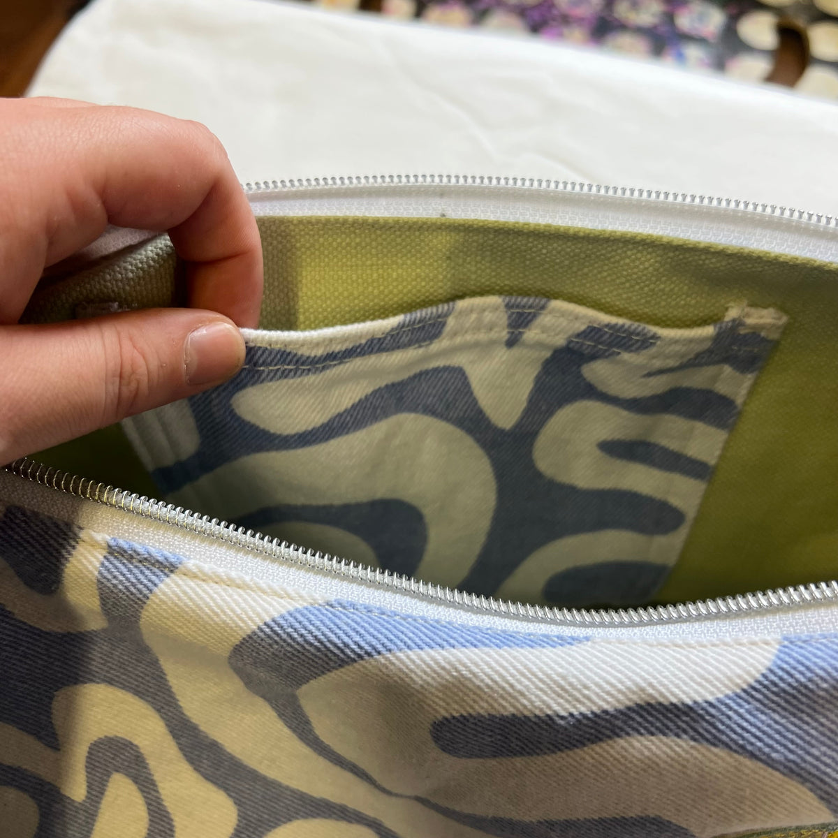 Upcycled Deep Sea Denim Crossbody Half Moon Bag