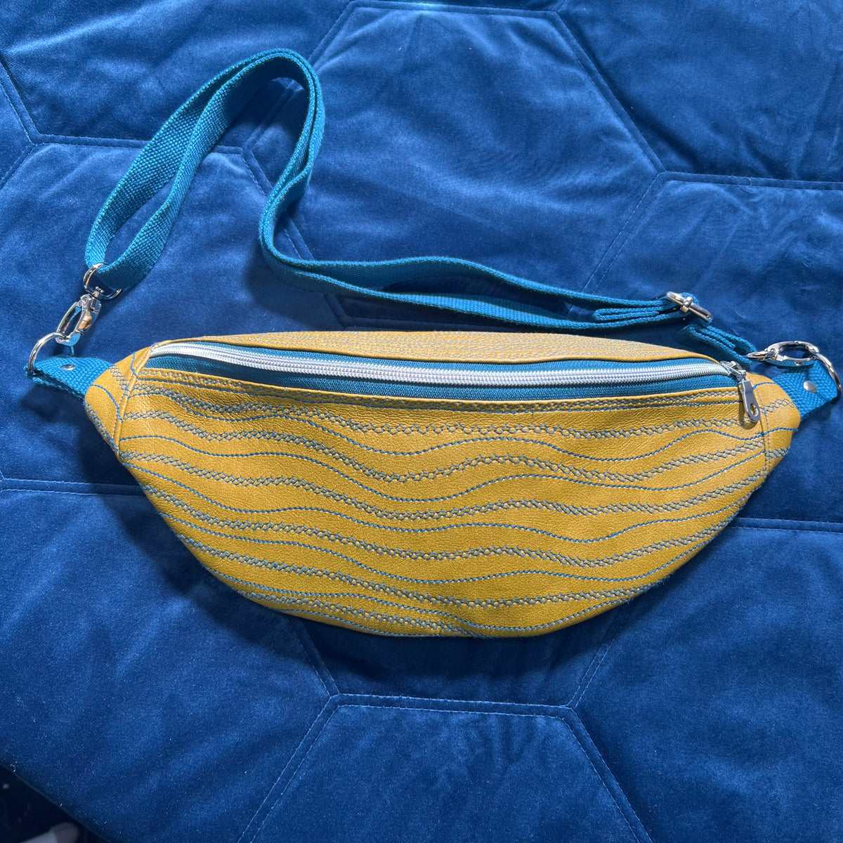 Upcycled Faux Leather Sling Bag | Mustard Yellow Bum Bag, Ethically Handmade