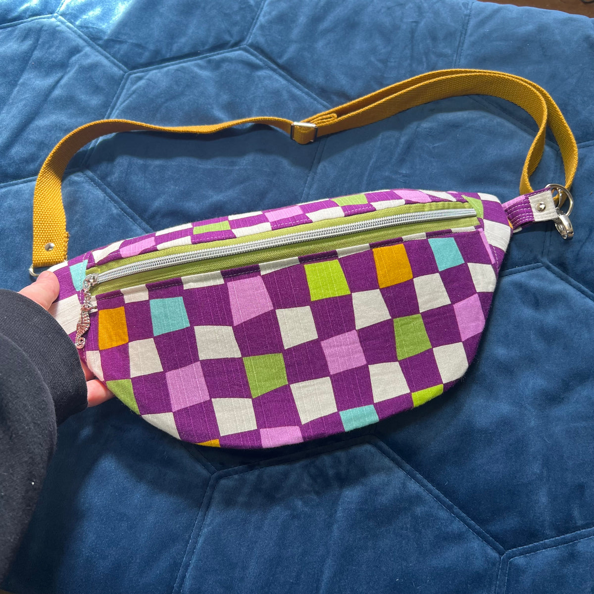 Checkerboard Sling Bag | Upcycled Vintage Streetwear Bum Bag - Ethically Handmade