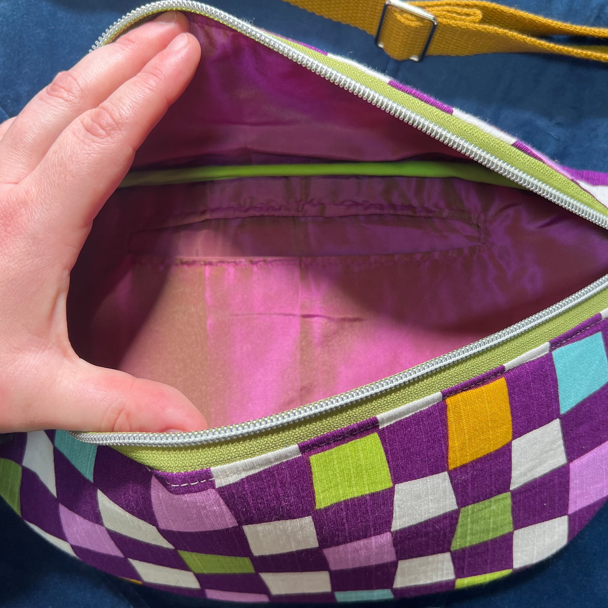 Checkerboard Sling Bag | Upcycled Vintage Streetwear Bum Bag - Ethically Handmade