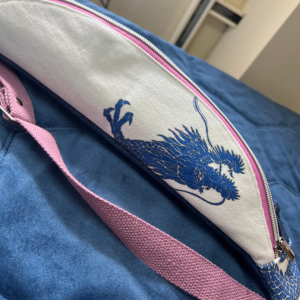 Upcycled Denim Dragon Bum Bag, Handmade Crossbody Festival Bag