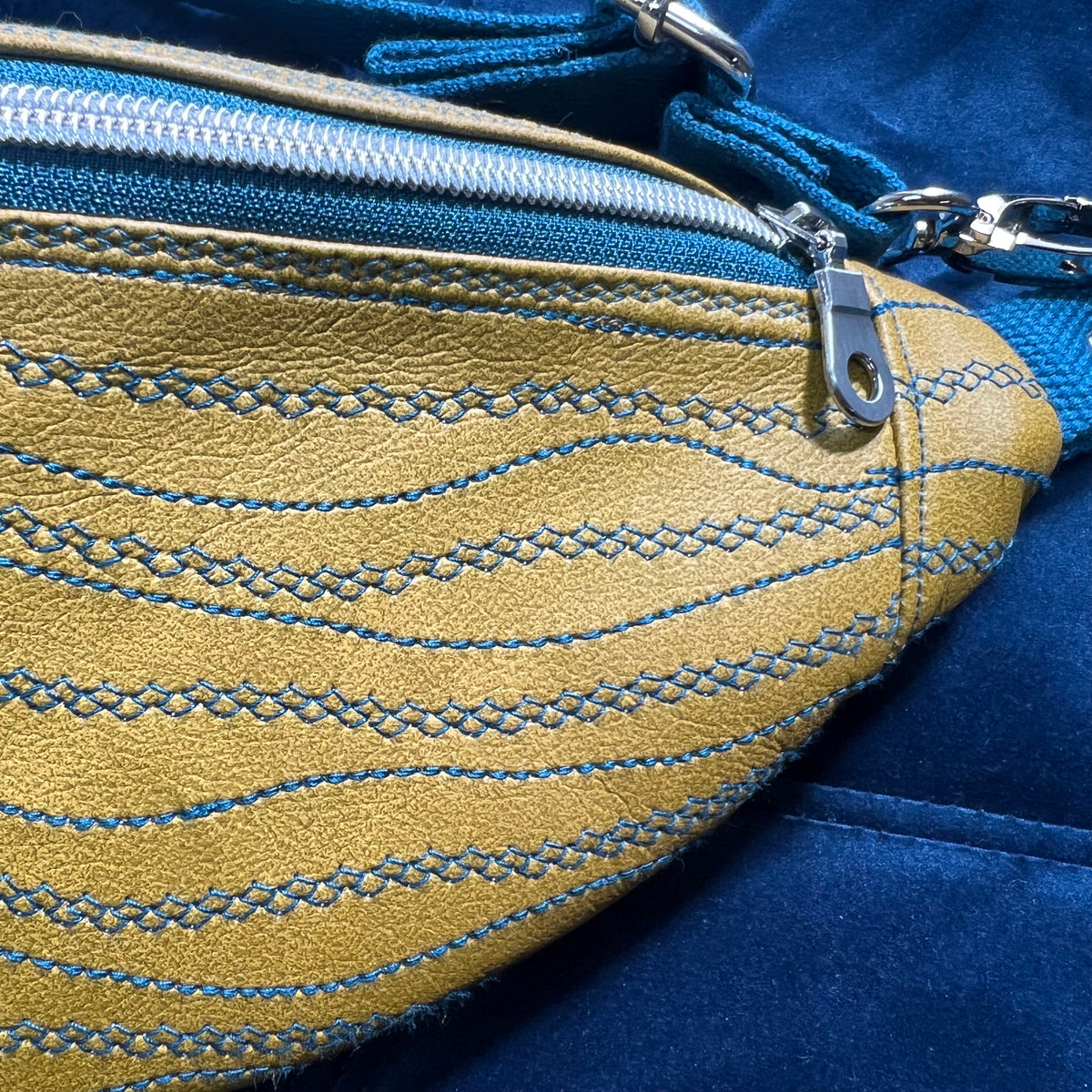 Upcycled Faux Leather Sling Bag | Mustard Yellow Bum Bag, Ethically Handmade