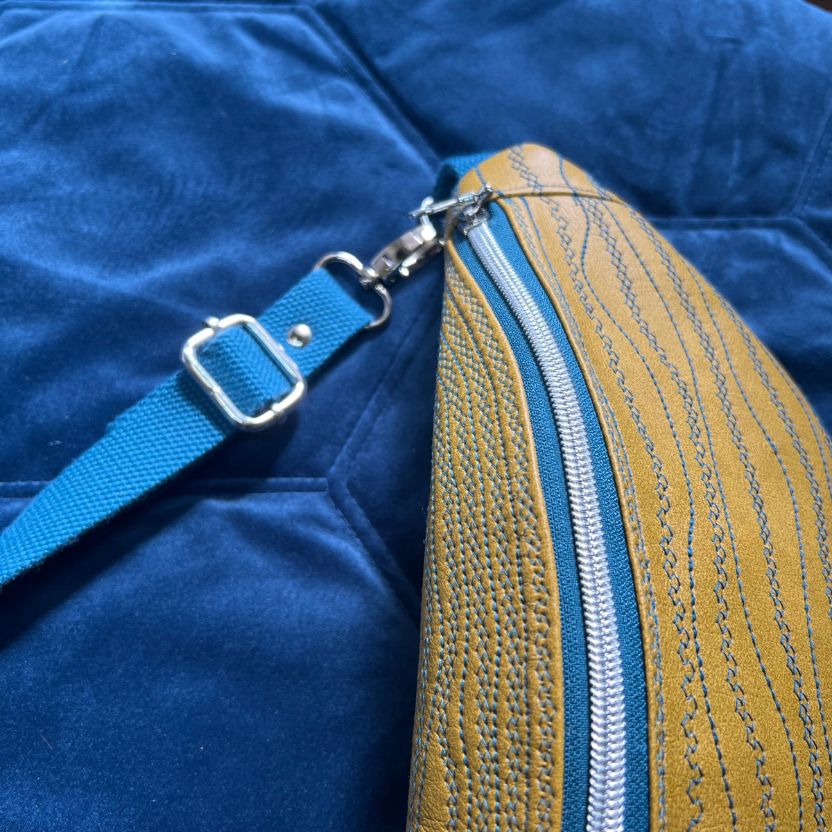 Upcycled Faux Leather Sling Bag | Mustard Yellow Bum Bag, Ethically Handmade