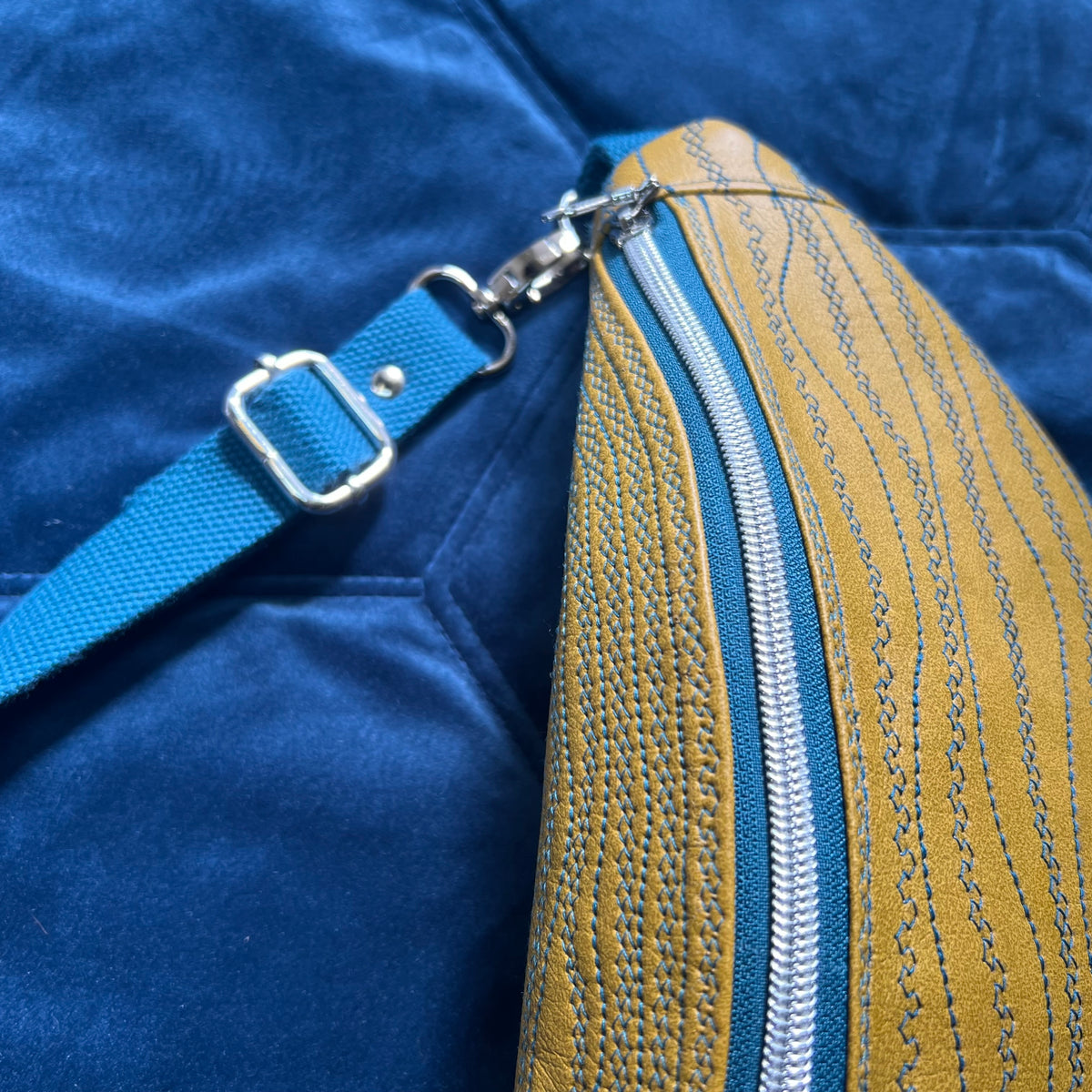 Upcycled Faux Leather Sling Bag | Mustard Yellow Bum Bag, Ethically Handmade