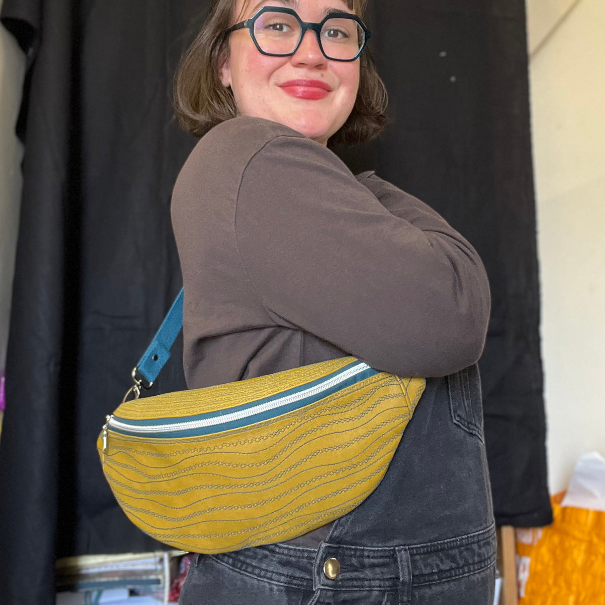 Upcycled Faux Leather Sling Bag | Mustard Yellow Bum Bag, Ethically Handmade