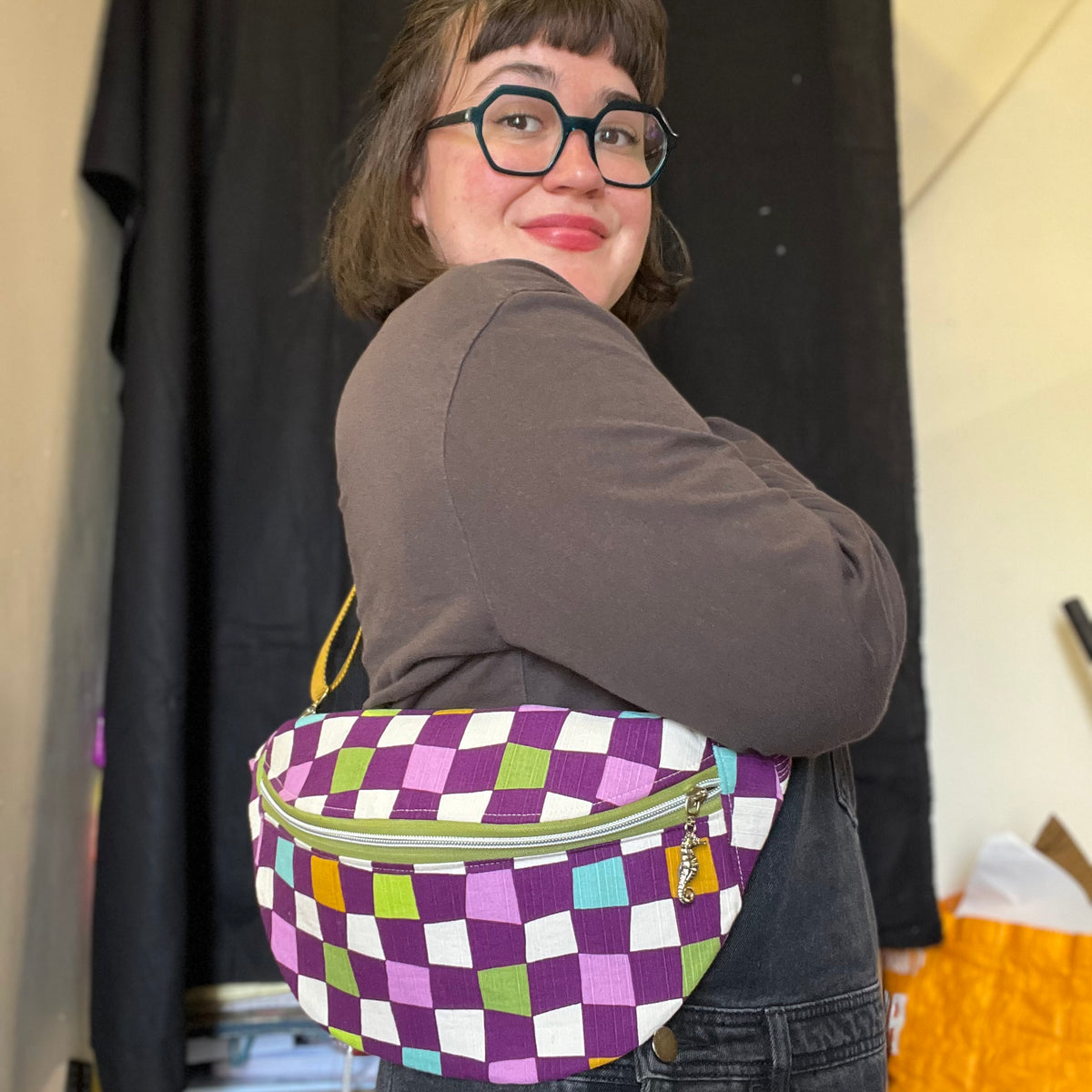 Checkerboard Sling Bag | Upcycled Vintage Streetwear Bum Bag - Ethically Handmade