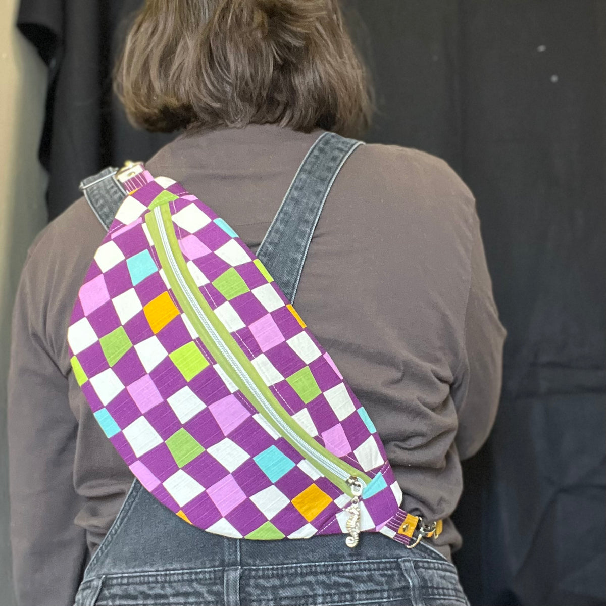Checkerboard Sling Bag | Upcycled Vintage Streetwear Bum Bag - Ethically Handmade