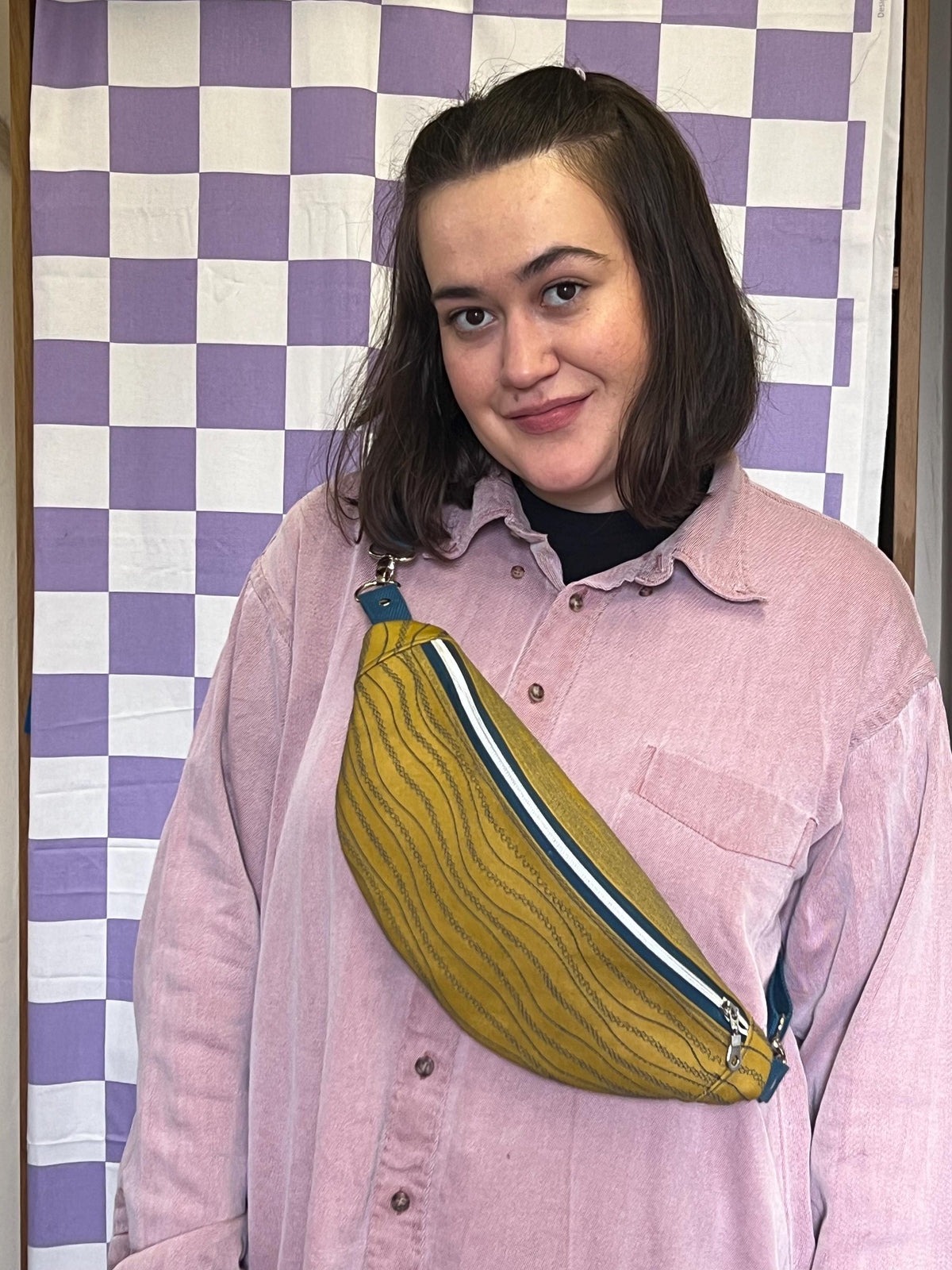 Upcycled Faux Leather Sling Bag | Mustard Yellow Bum Bag, Ethically Handmade