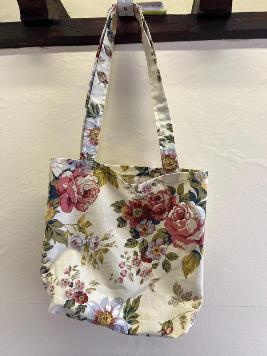 Upcycled  Floral Tote Bag Unlined | Eco Conscious Market Bag | Sustainable Accessories