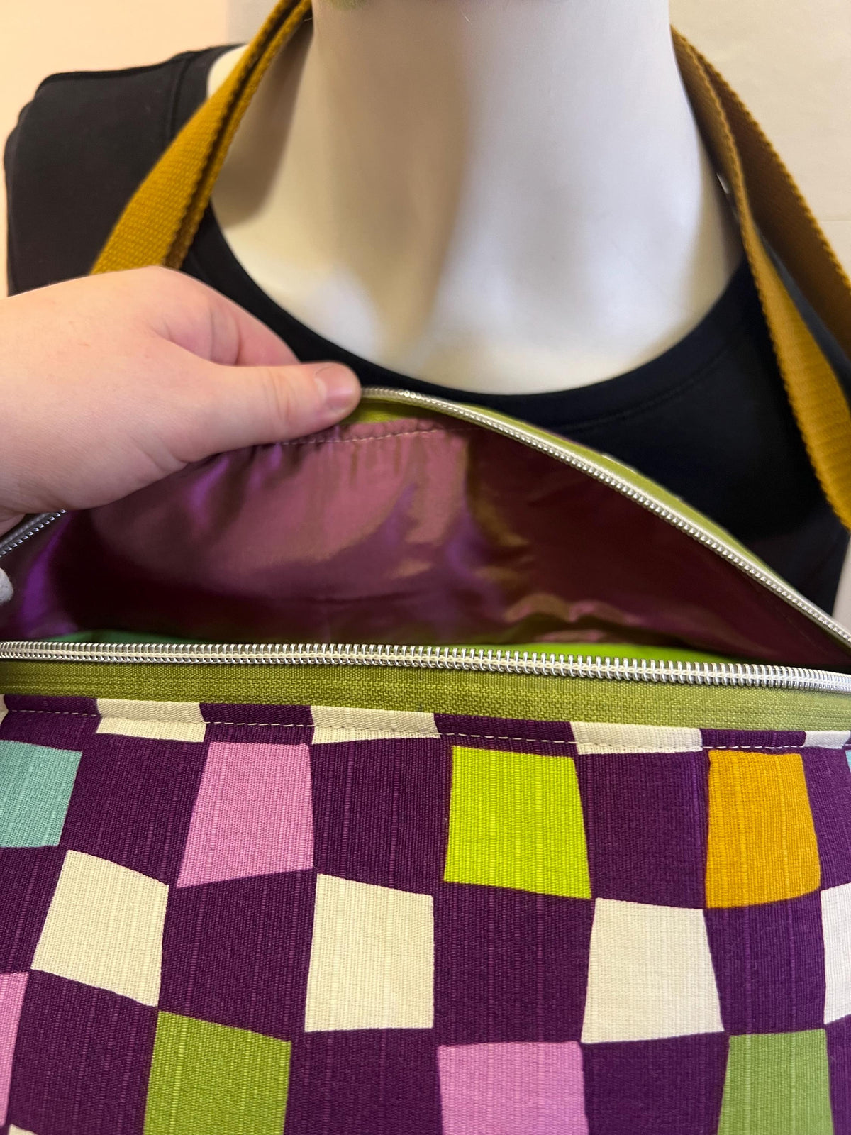 Checkerboard Sling Bag | Upcycled Vintage Streetwear Bum Bag - Ethically Handmade