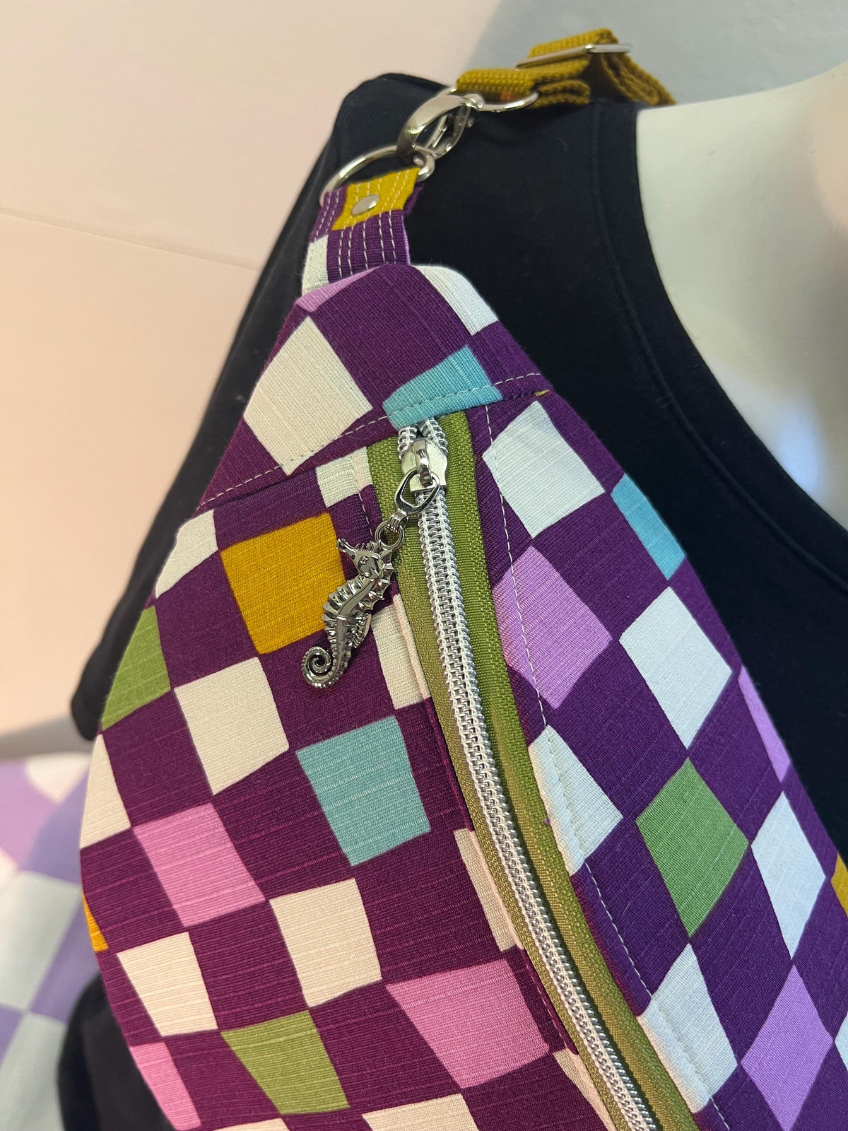 Checkerboard Sling Bag | Upcycled Vintage Streetwear Bum Bag - Ethically Handmade