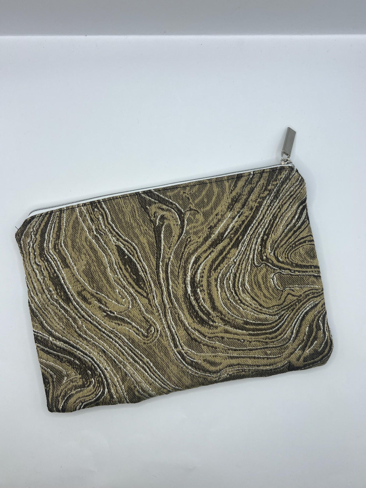 Upcycled Two Toned Swirly Cosmetic Bag / Storage Pouch / Pencil Case / Clutch Bag |  Repurposed Textiles
