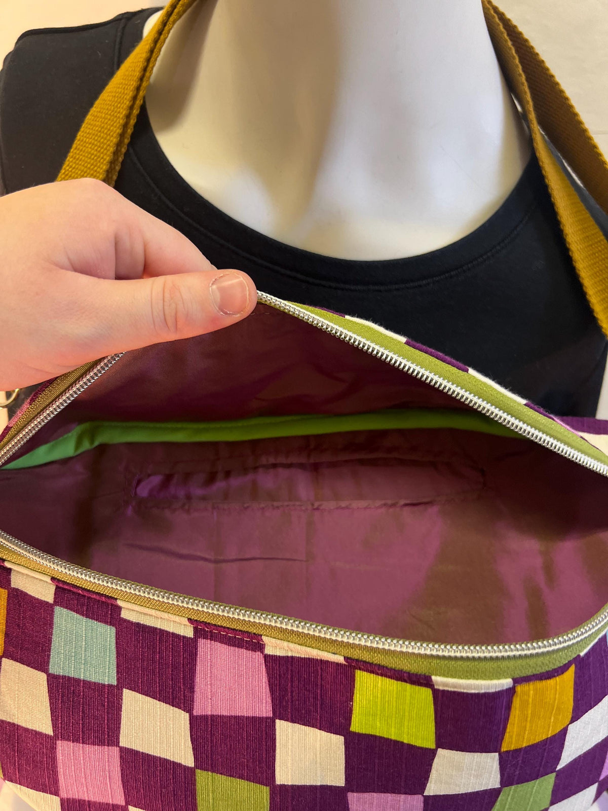 Checkerboard Sling Bag | Upcycled Vintage Streetwear Bum Bag - Ethically Handmade