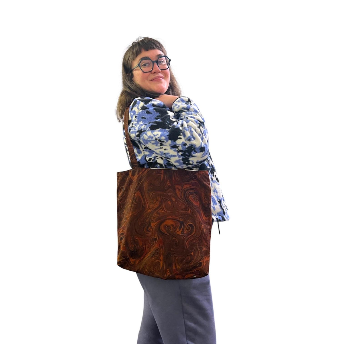 Copper Marble Tote Bag, Reclaimed Textiles, Ethically Handmade and Sustainable
