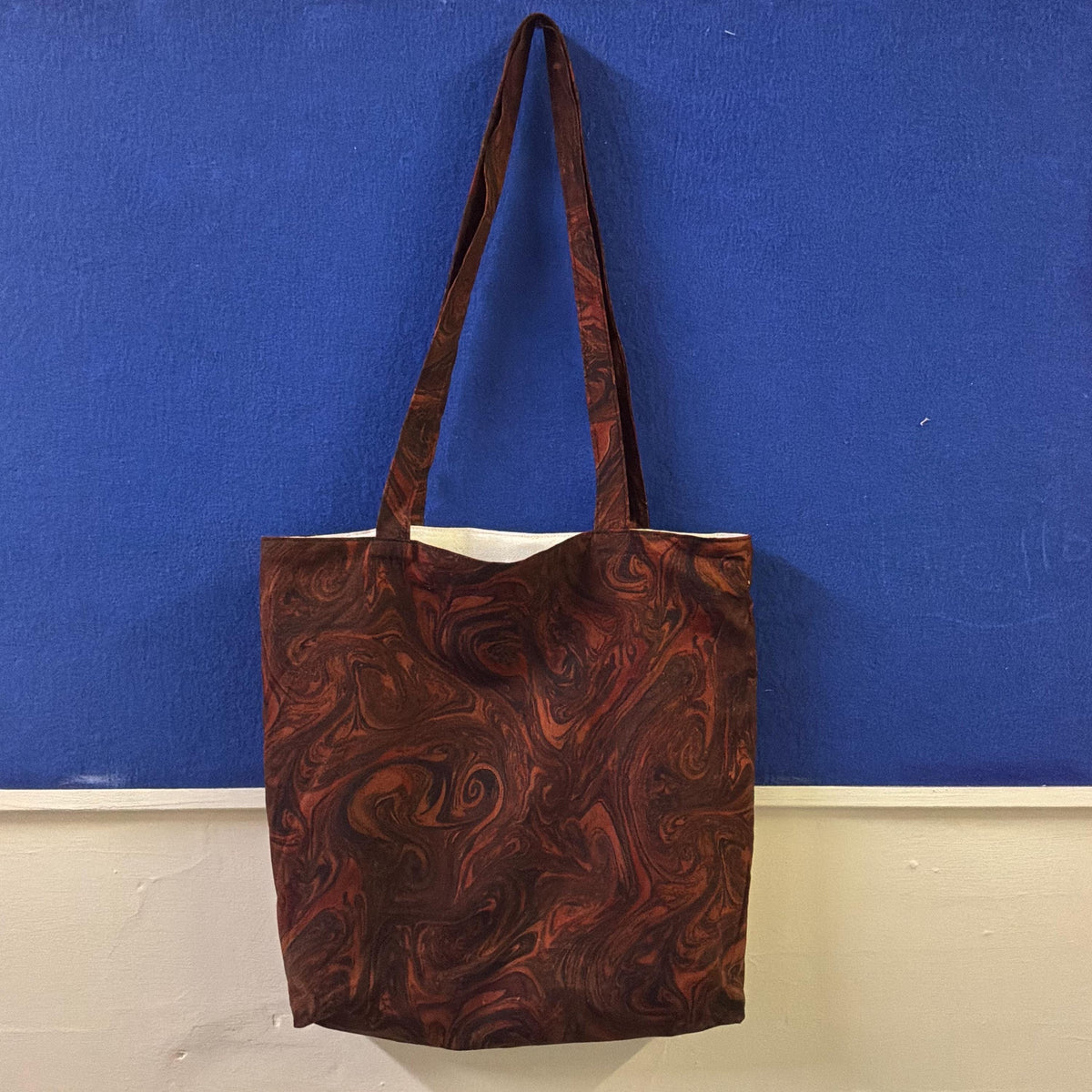 Copper Marble Tote Bag, Reclaimed Textiles, Ethically Handmade and Sustainable