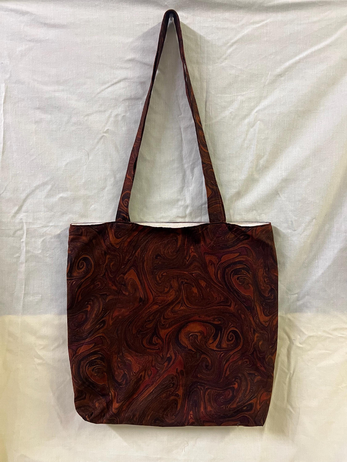 Copper Marble Tote Bag, Reclaimed Textiles, Ethically Handmade and Sustainable