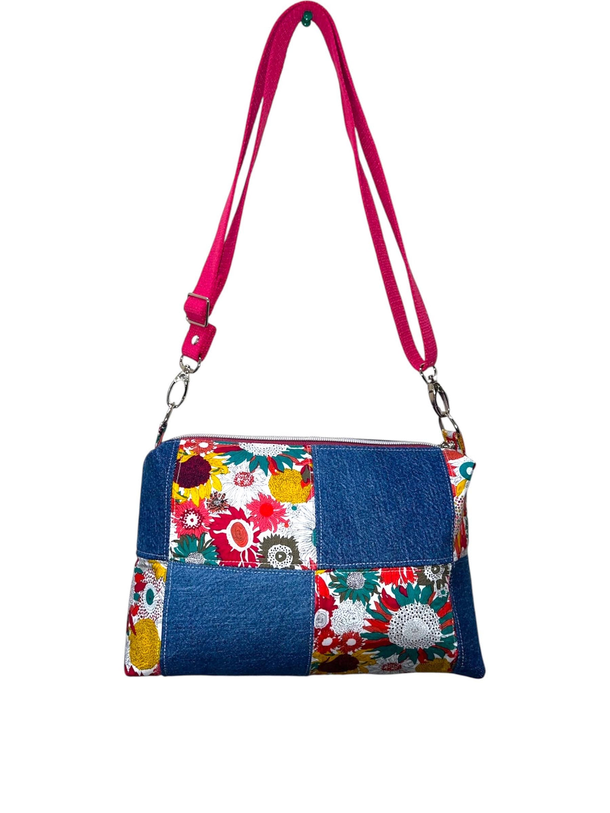 Repurposed Shoulder Bag - Upcycled Liberty London and Denim Crossbody - Recycled Textiles