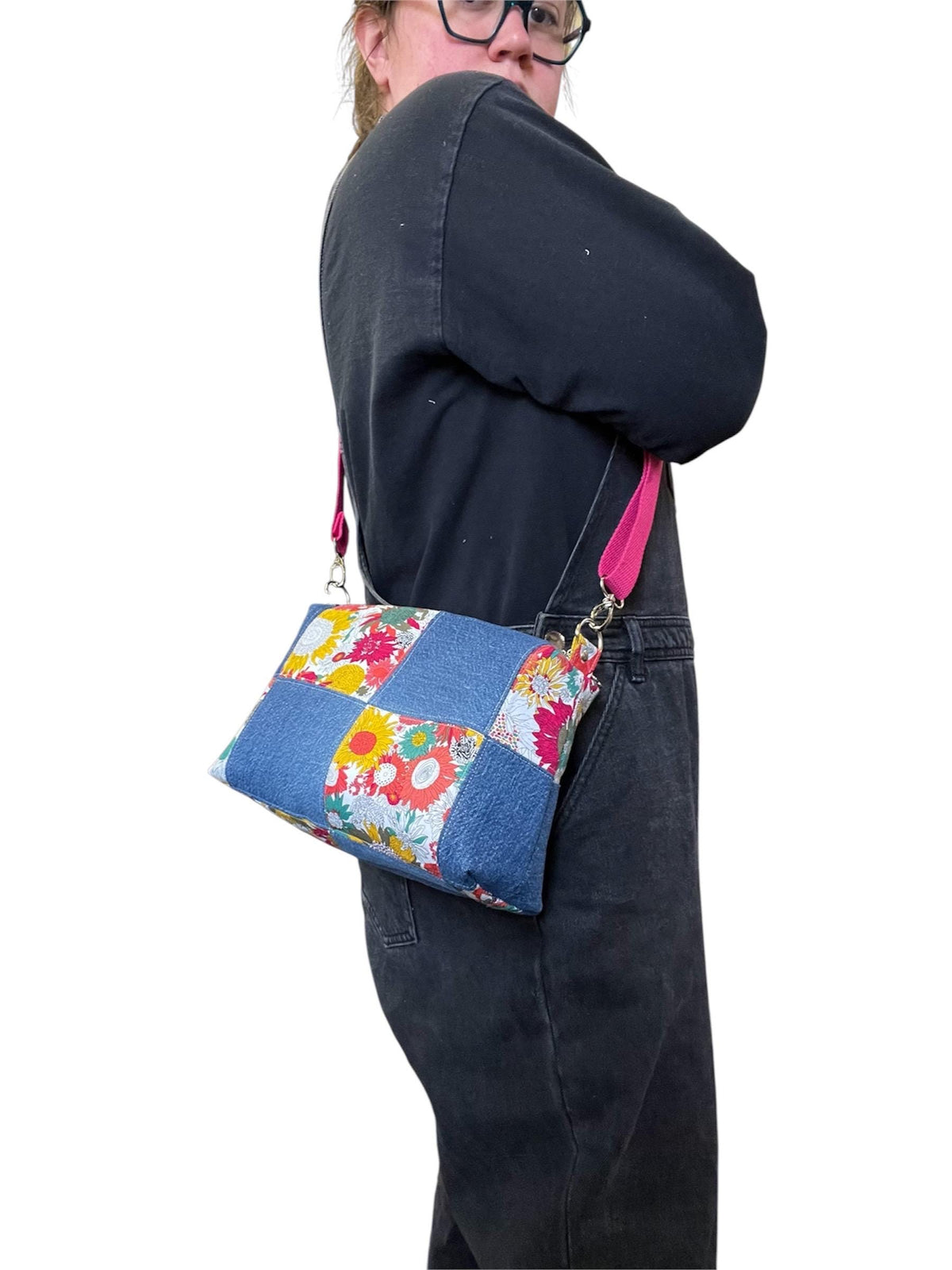 Repurposed Shoulder Bag - Upcycled Liberty London and Denim Crossbody - Recycled Textiles