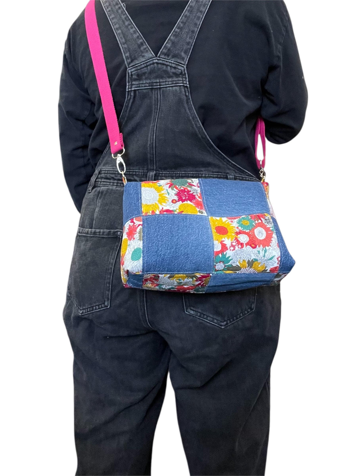 Repurposed Shoulder Bag - Upcycled Liberty London and Denim Crossbody - Recycled Textiles