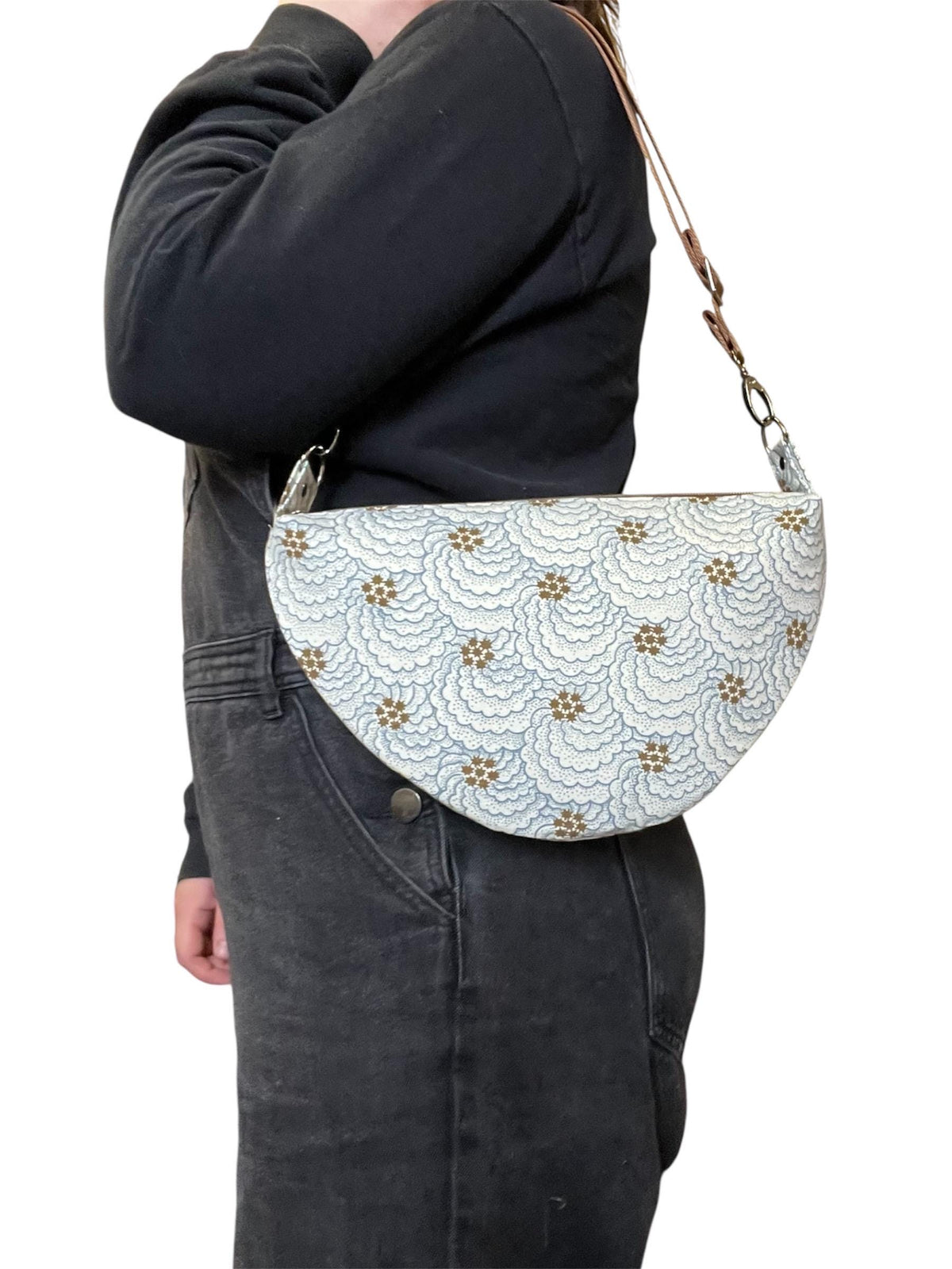 Repurposed Flat Sling Bag - Sustainable Floral Crossbody - Upcycled Textiles